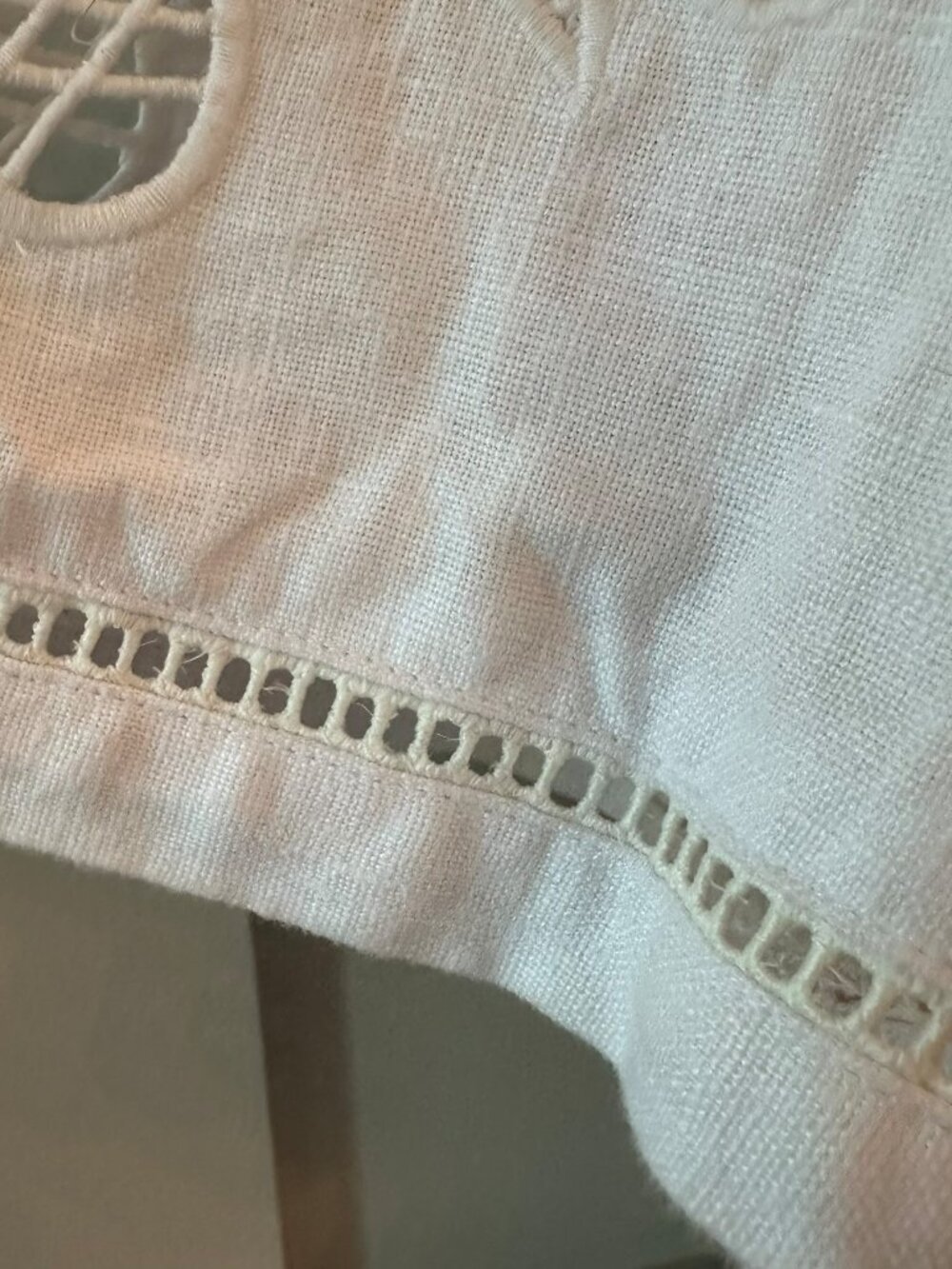🤍 Madewell White Linen Midi Dress M 🌿 Cottagecore Embroidered Sleeve Boho - Picture 5 of 13
